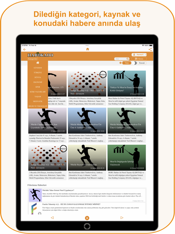 Habokado - Akıllı Haber Özeti iPad screenshot 5 - News app
