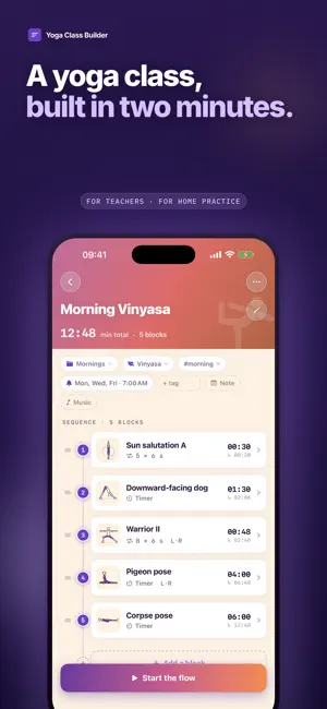 Yoga Class Builder: Flow screenshot 1