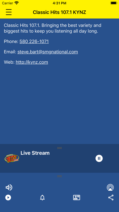 Classic Hits 107.1 Screenshot