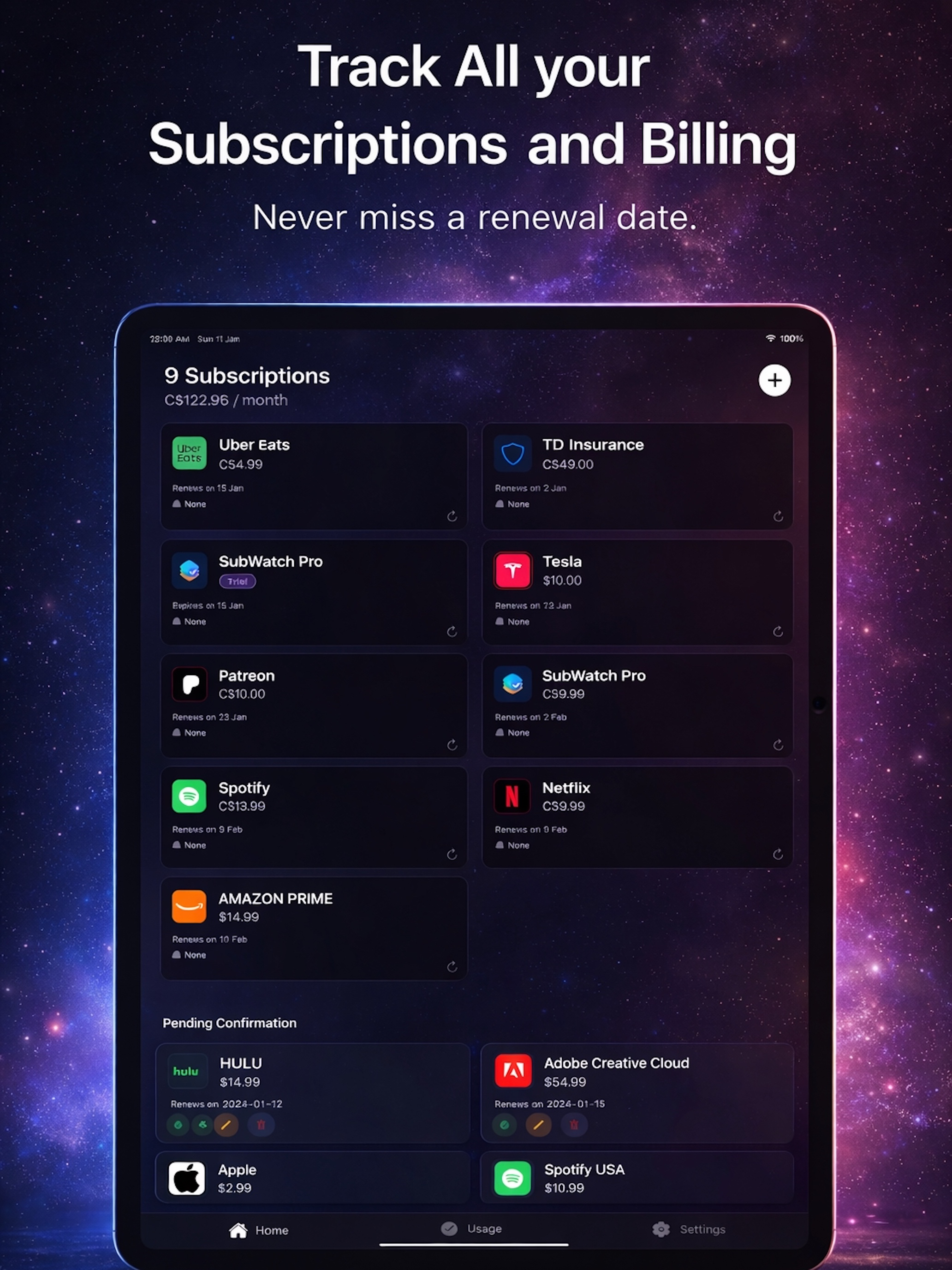 SubWatch: Subscriptions & Bill screenshot 11