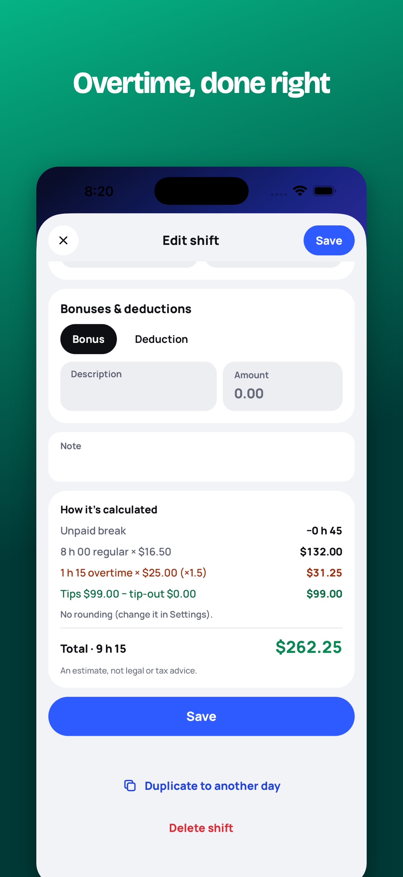 Screenshot 4 of PayJar: Tips & Hours Tracker