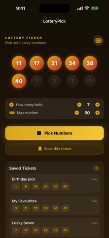 LotteryPick Numbers screenshot