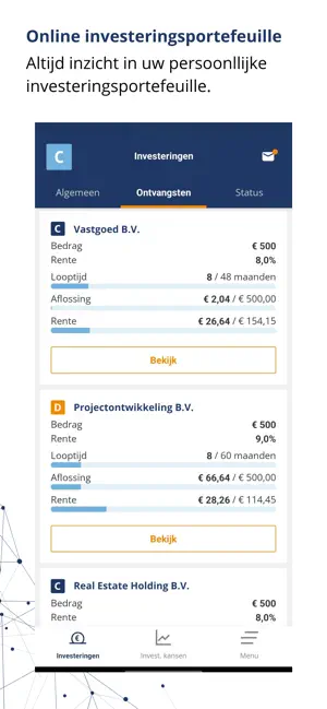 Collin investeerdersapp screenshot 2