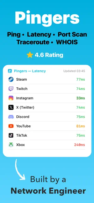 Pingers - Ping & Latency Check screenshot 1