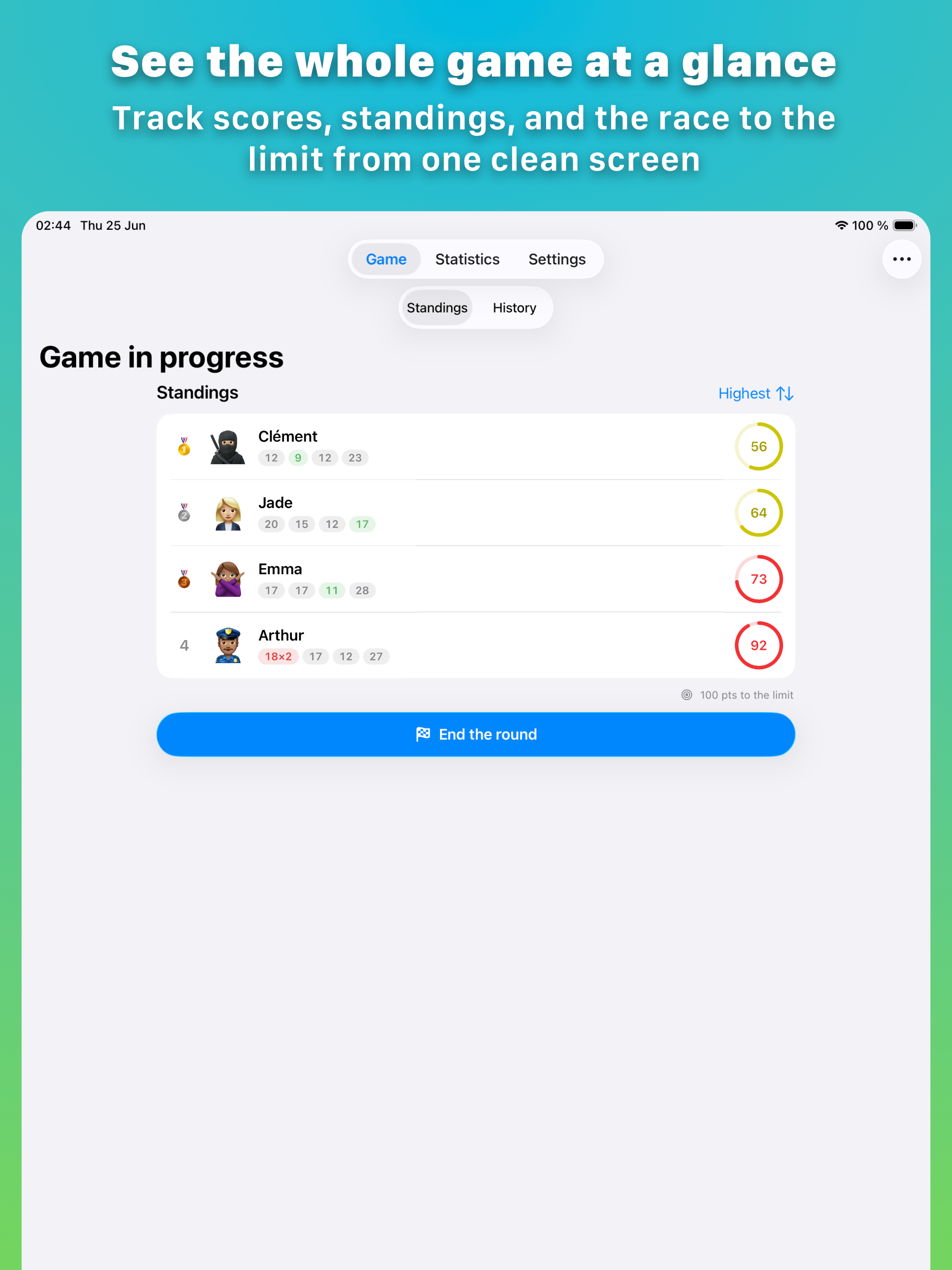 Skyjo - Score & Stats