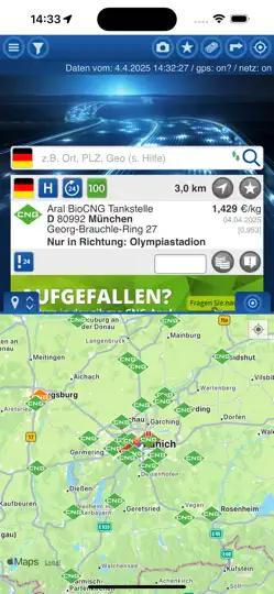 Screenshot von Gibgas CNG-App auf dem iPhone 1