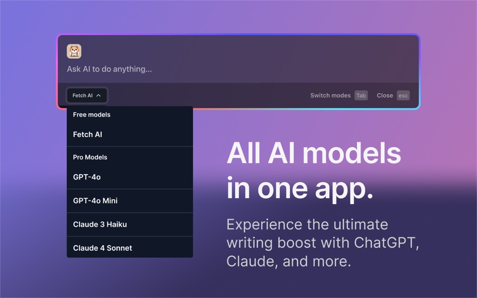 #7. FetchAI – Access AI instantly (macOS) 由: Hau-Ben Shih