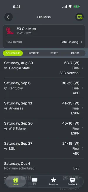 SEC Football Scores and Radio screenshot 2