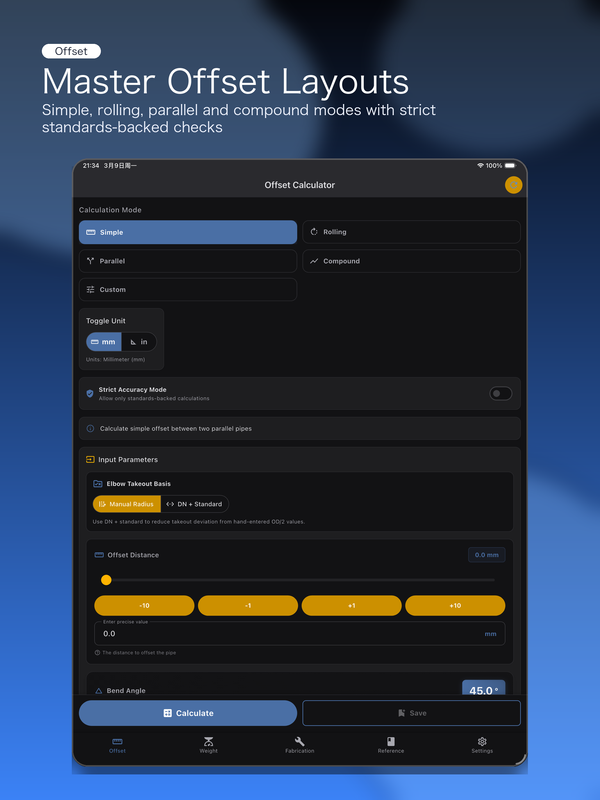 Pipe Kit Offset Calculator Pro screenshot 6