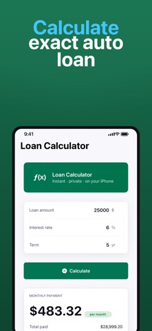 Auto Loan Calculator Pro iPhone screenshot