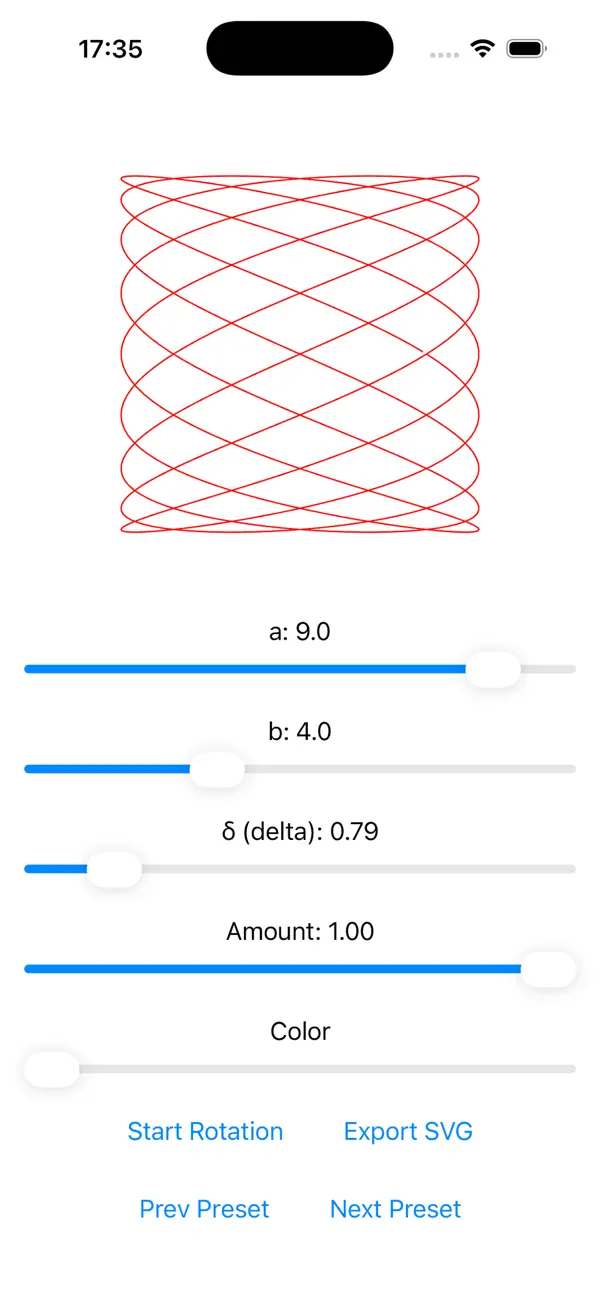 Lissajous Draw iOS app screenshot showing feature 3