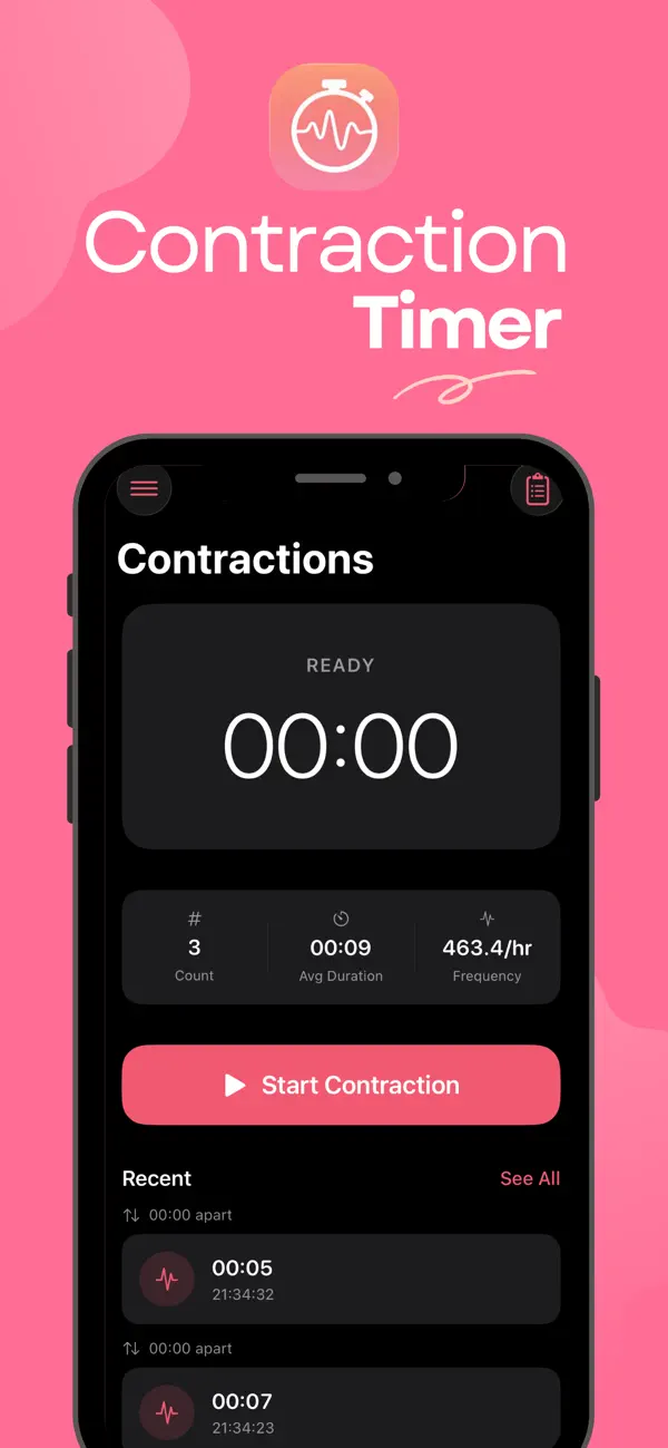 Screenshot #1 pour Labor Contraction Timer & Log