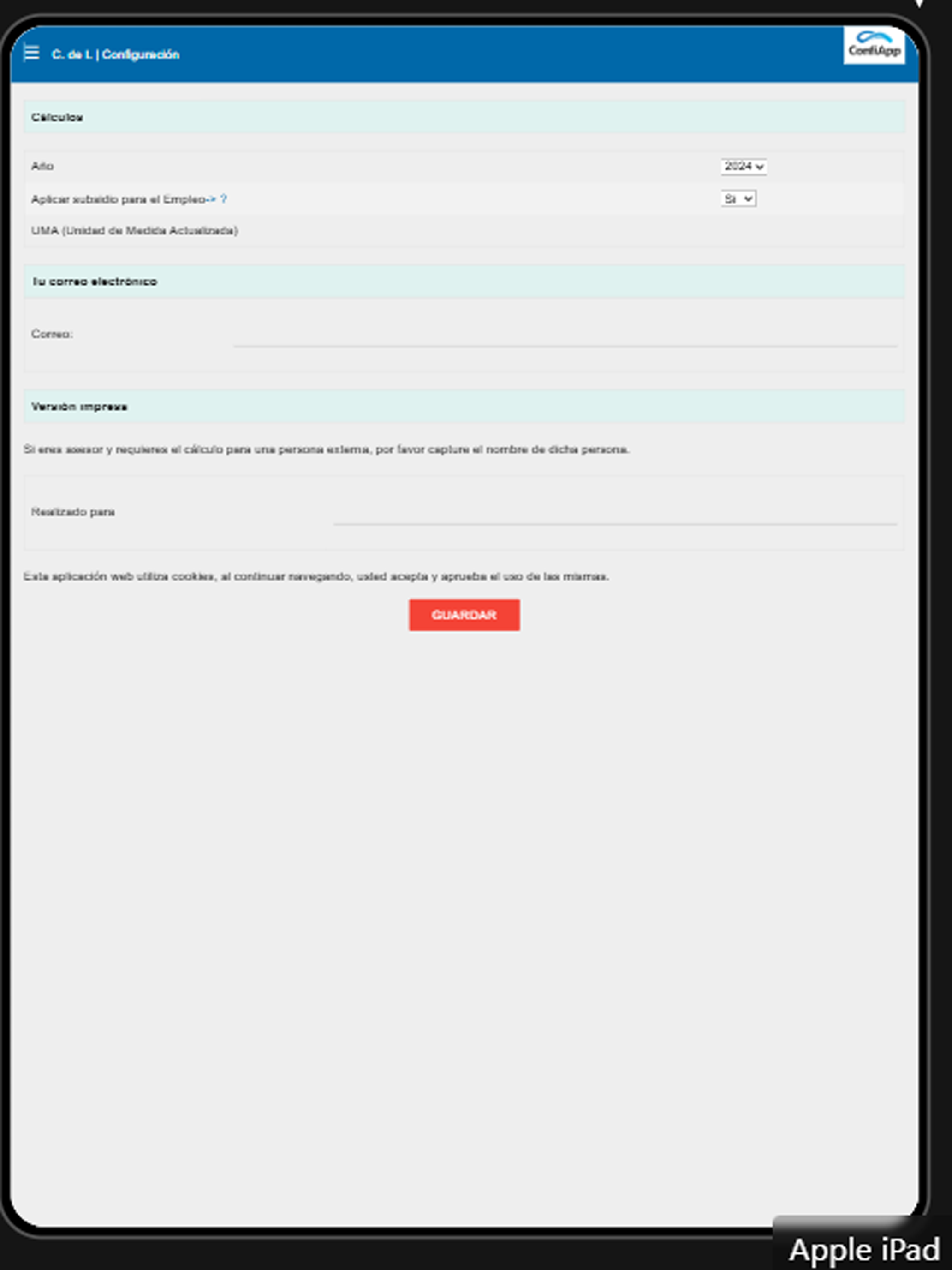 Calculadora ISR Confiapp