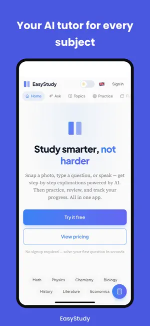EasyStudy: AI Study Tutor screenshot 1