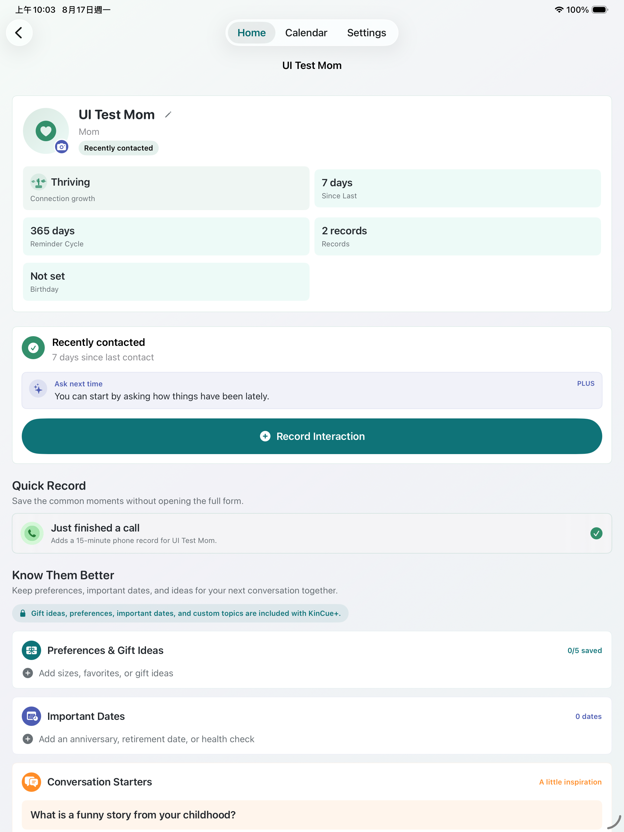 KinCue: Keep in Touch screenshot 10