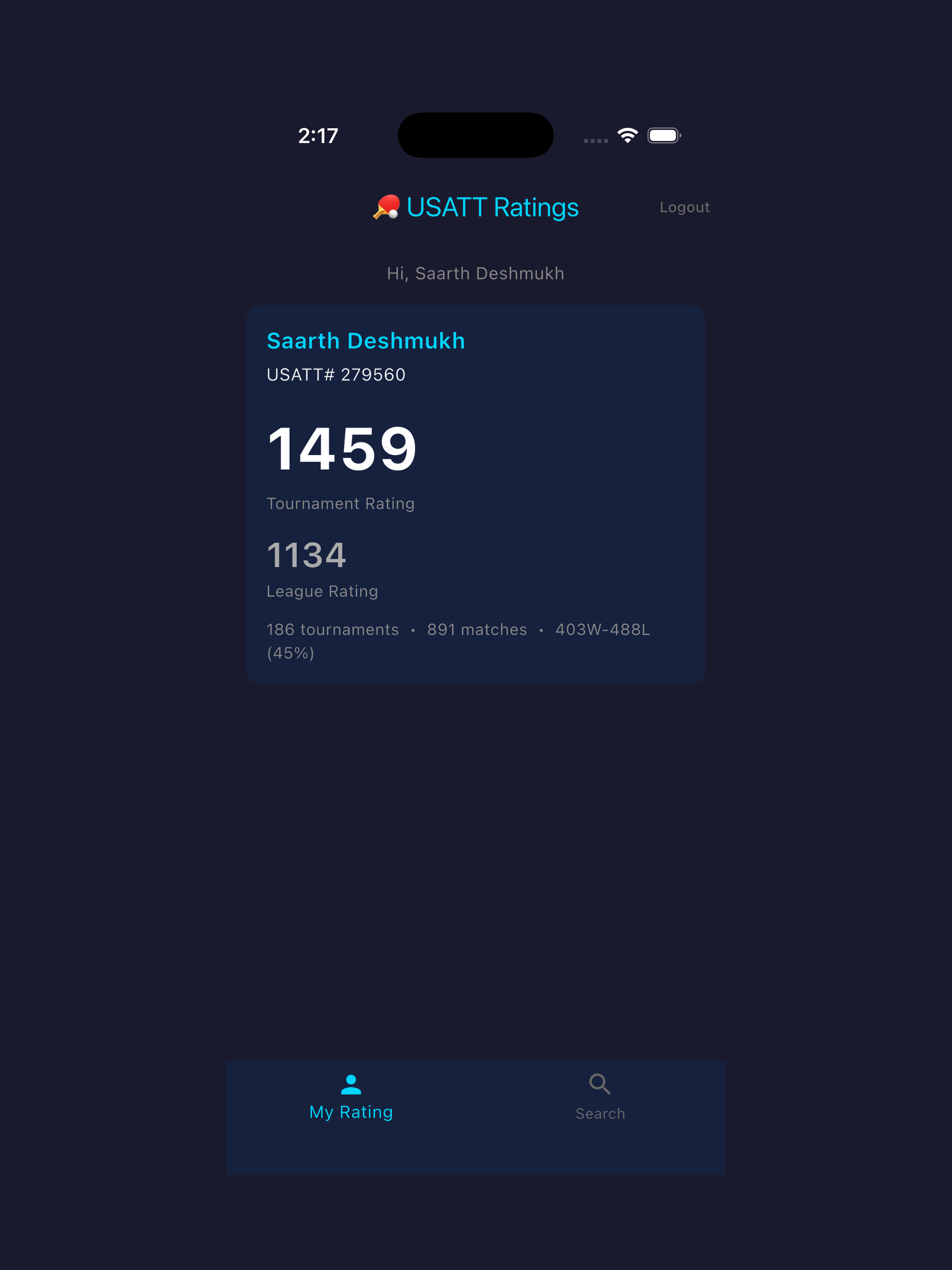 USATT Ratings screenshot 6