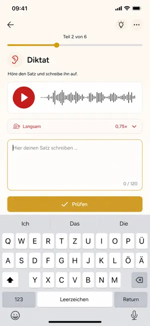 German Dictation Practice screenshot 1