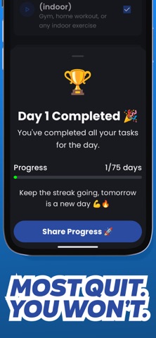 75 Days Hard Challenge Tracker screenshot