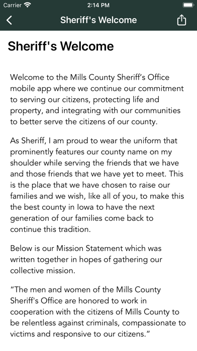 Mills County Sheriff Office IA Screenshot