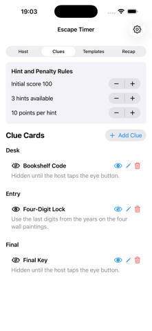 Escape Room Timer Clues2026 iPhone screenshot