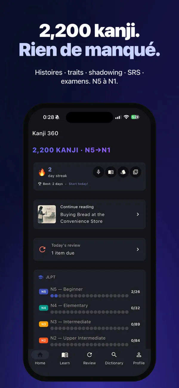 Screenshot #1 pour Kanji360: 2136+ JLPT Kanji