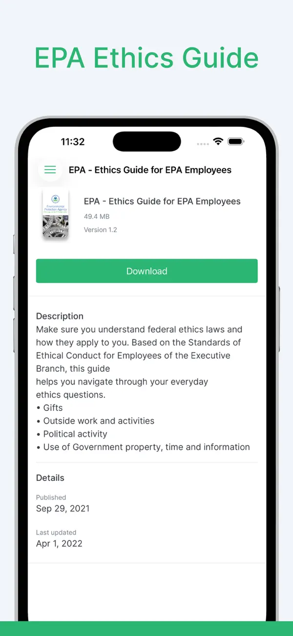 #1. EPA Ethics (iOS) Ved: United States Environmental Protection Agency (USEPA)