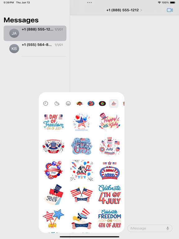 Screenshot #6 pour 4th July Stickers Set