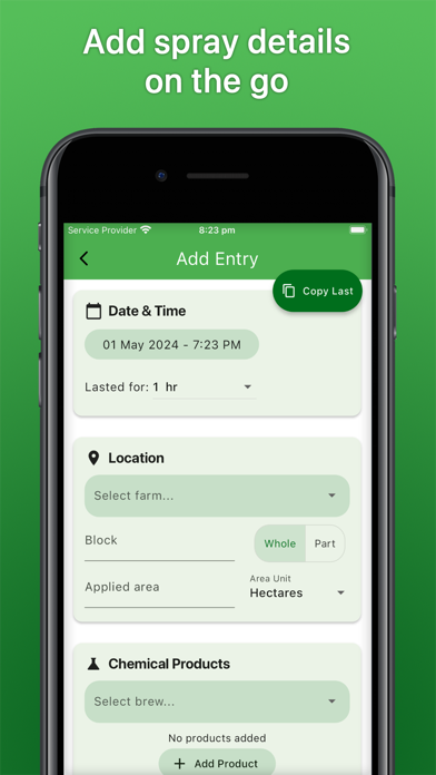 Spraybook: Spray Record Diary iPhone screenshot 1 - Business app