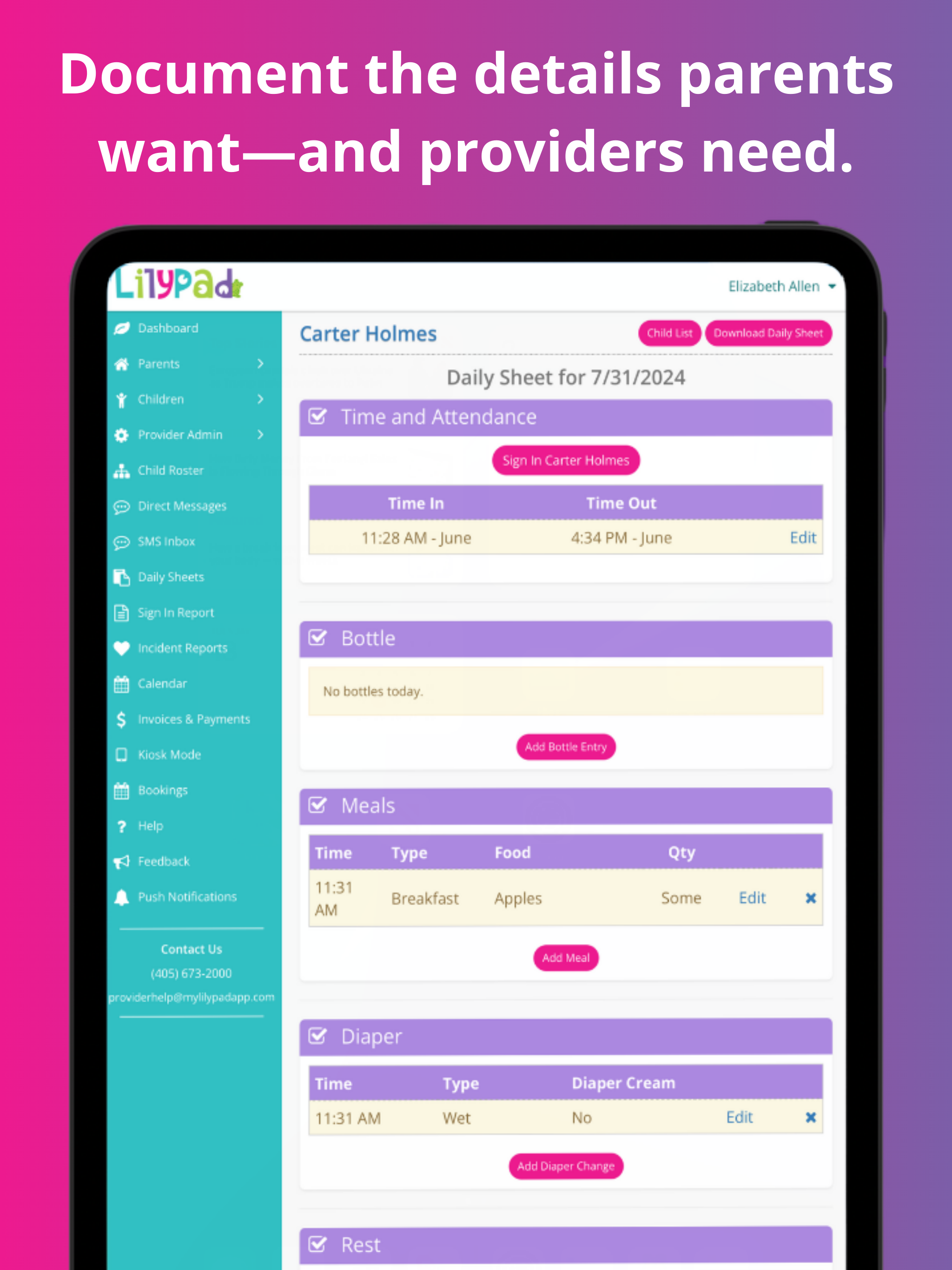 MyLilyPad: Childcare App