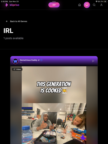 kliprise - Creator Discovery iPad screenshot 1 - Social Networking app