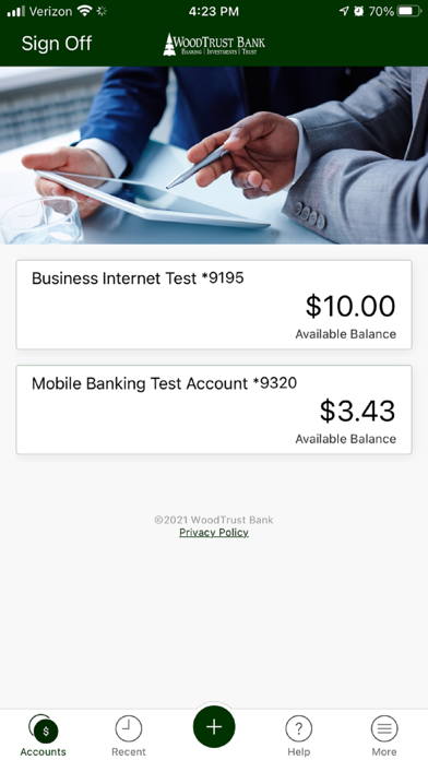 WoodTrust Bank Business Mobile Screenshot