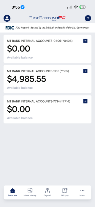 First Freedom Mobile Banking Screenshot 1 of 4