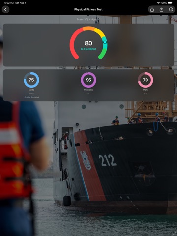 Coast Guard Fitness Calculator iPad screenshot