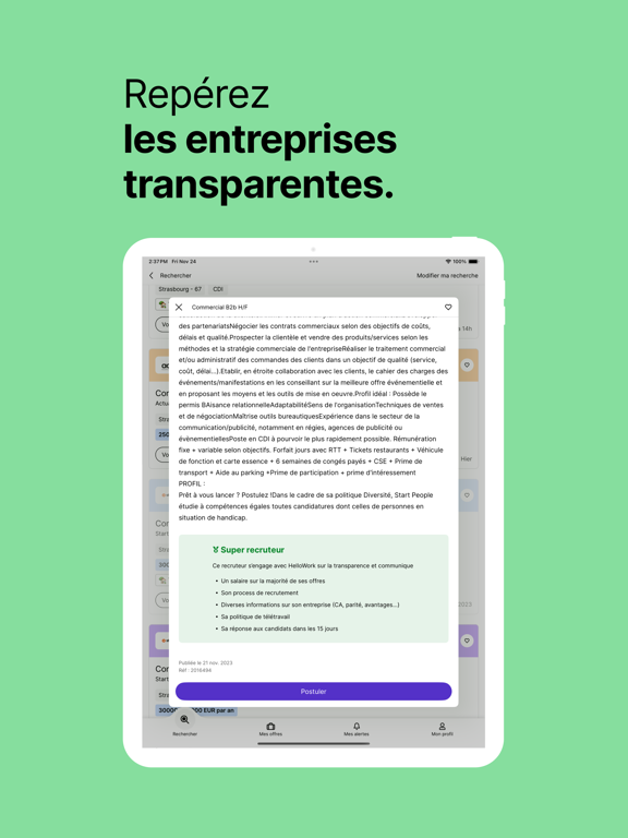 Hellowork : Recherche d'Emploi iPad screenshot 4 - Business app
