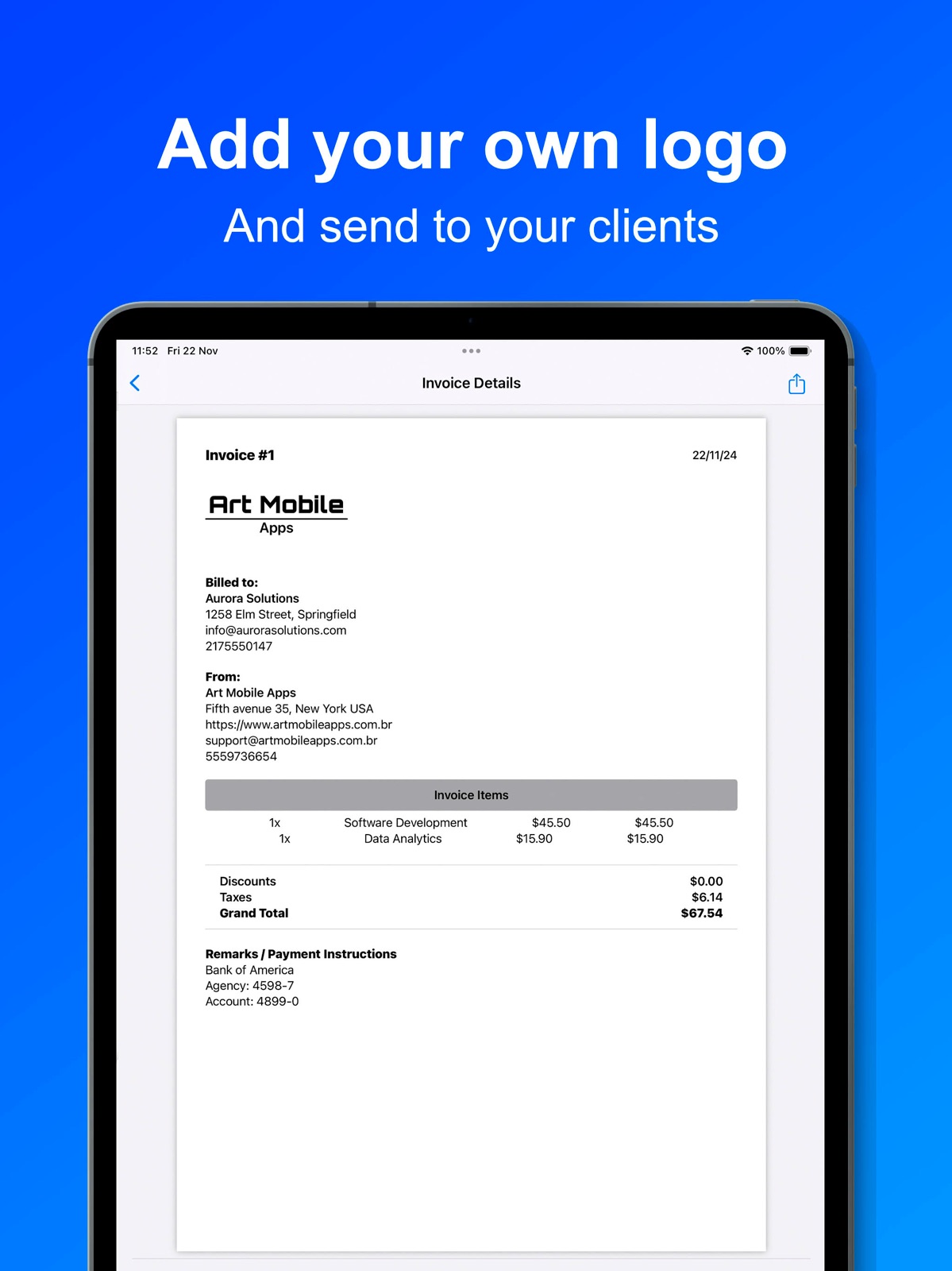 Invoice Maker Receipt Creator ipad screenshot 2