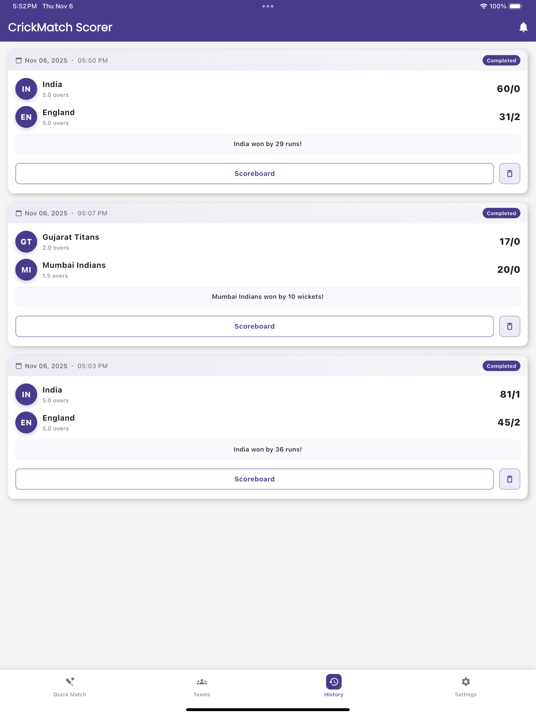 CrickMatch - Live Scorer screenshot 8