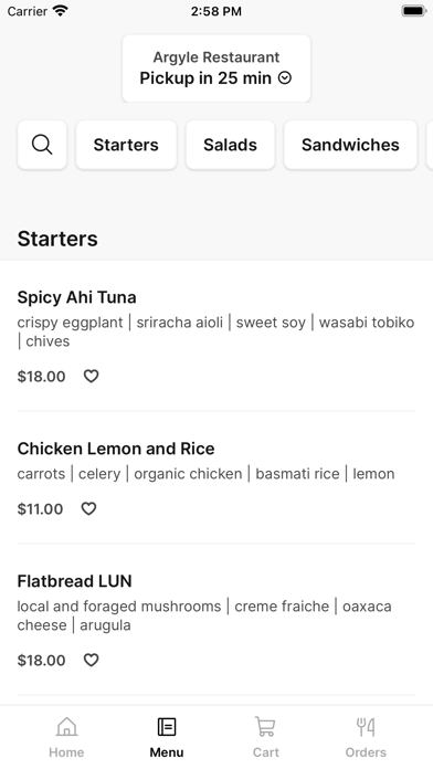 Argyle Restaurant iPhone screenshot 2 - Food & Drink app
