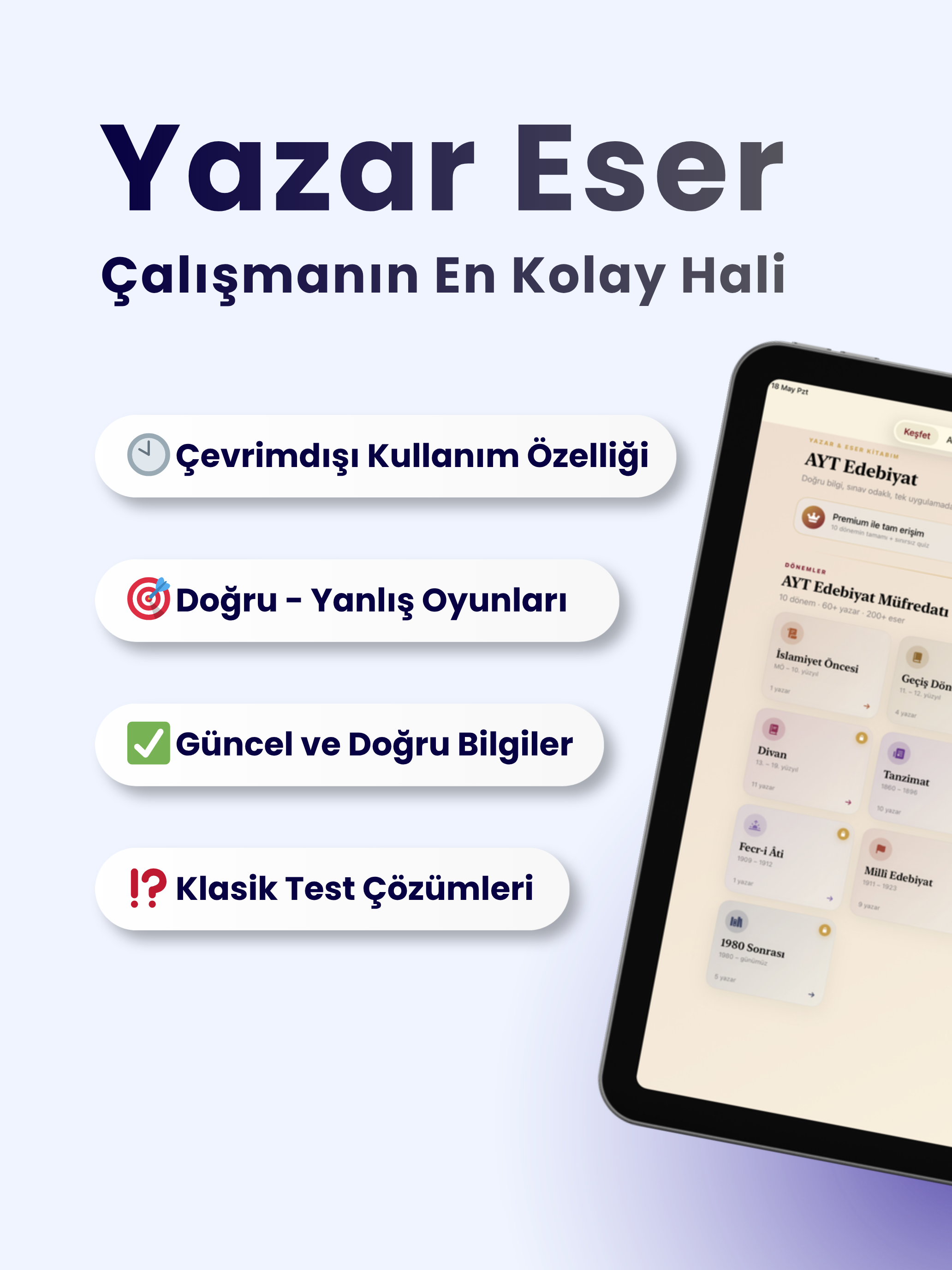Yazar Eser AYT Edebiyat Kitabı