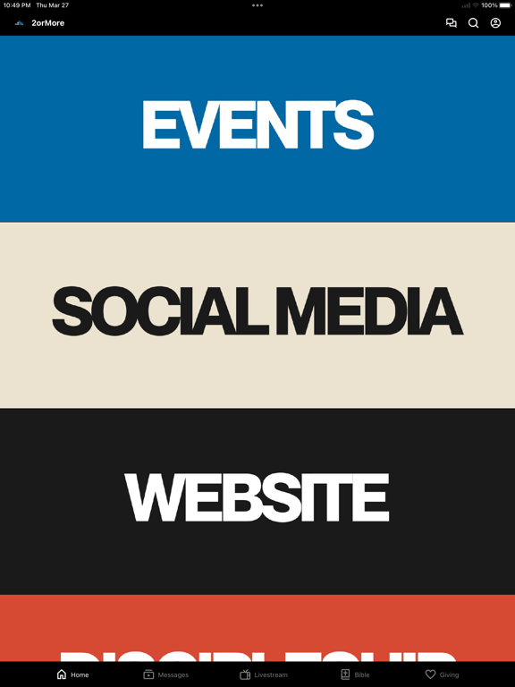 2 Or More Church iPad screenshot 1 - Education app