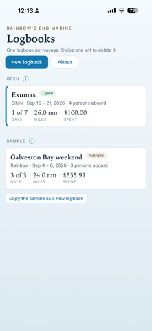 Rainbow's End Logbook screenshot