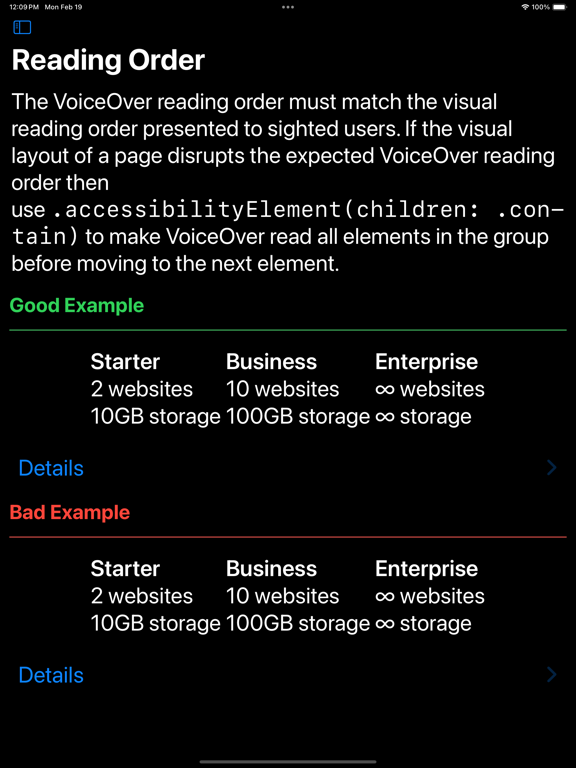 Accessibility Techniques iPad screenshot 10 - Developer Tools app