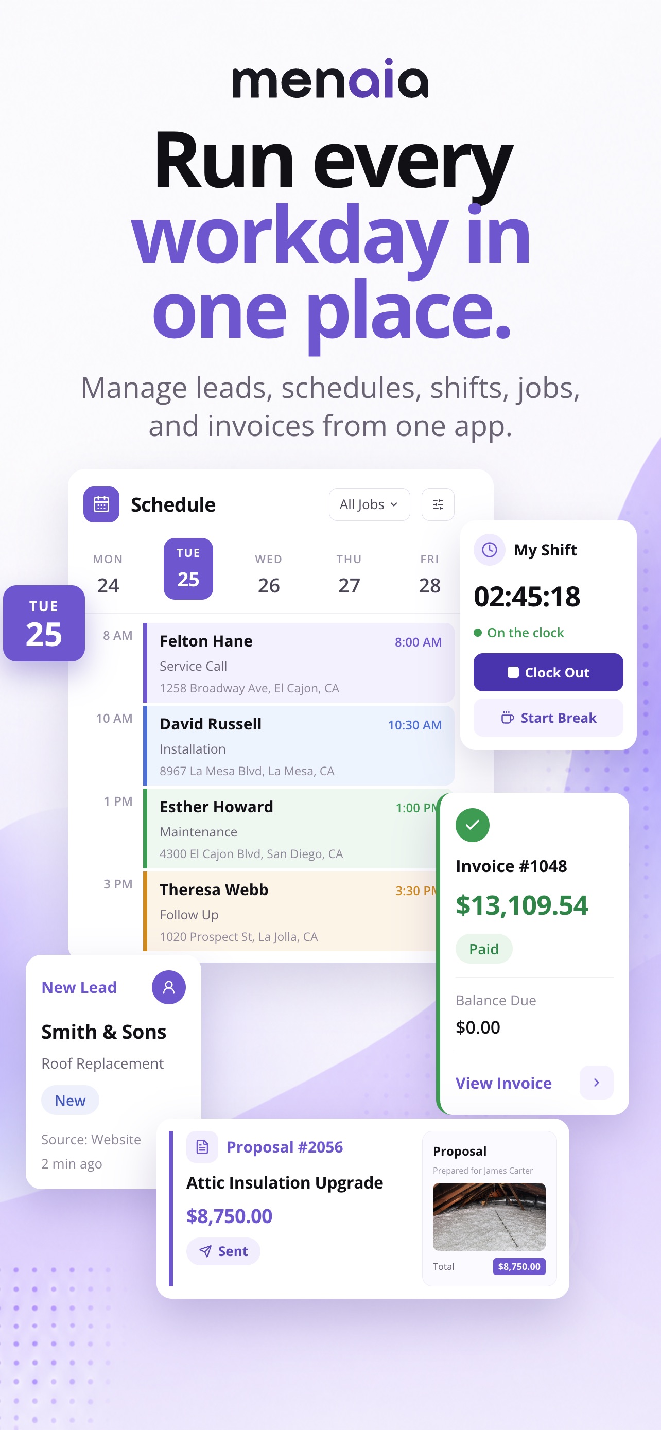Screenshot 1 of Menaia: Field Service CRM