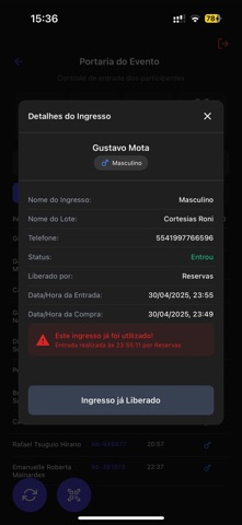 VOE Ingressos | Checkin screenshot