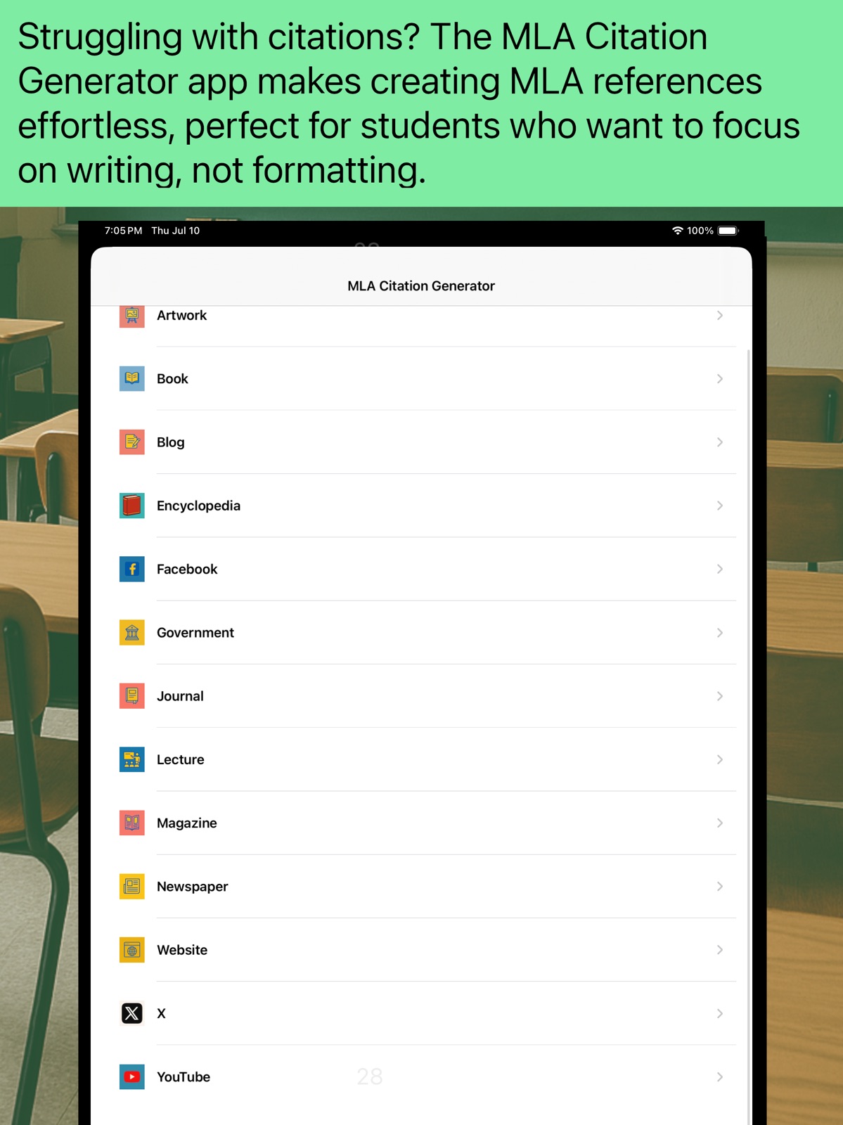 MLA Citation Generator ipad screenshot 1