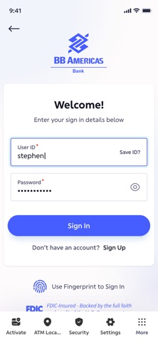 BB Americas Bank Prepaid Card iPhone screenshot