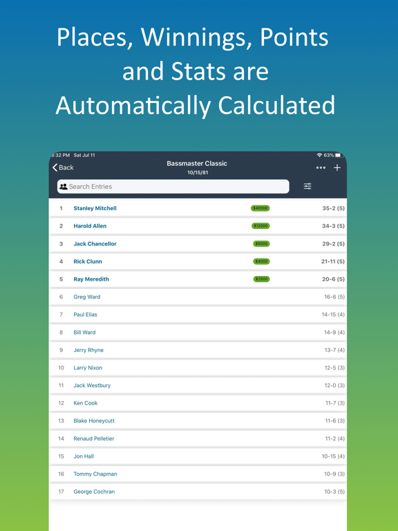Weighfish iPad screenshot 5 - Sports app