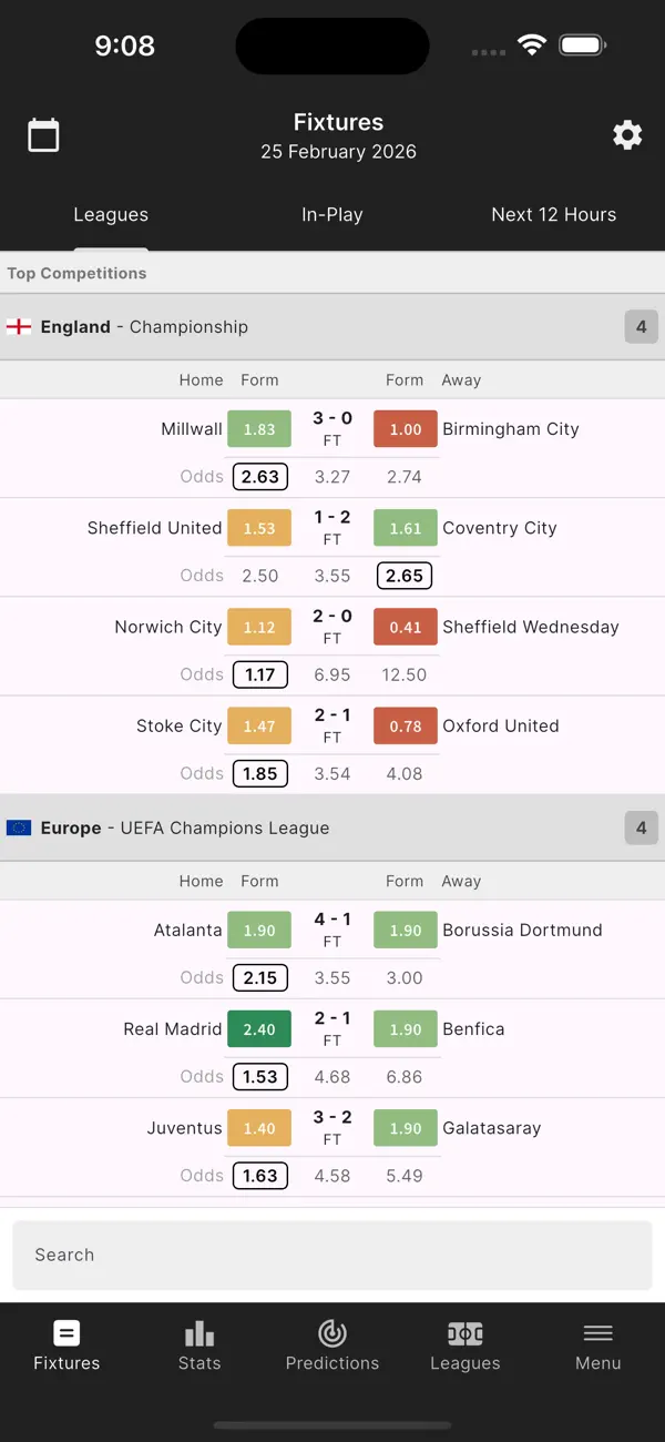 Screenshot #1 pour FootyStats Stats sur le Foot
