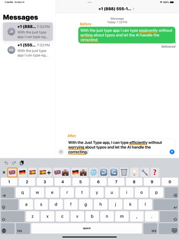 JustType AI Keyboard iPad screenshot