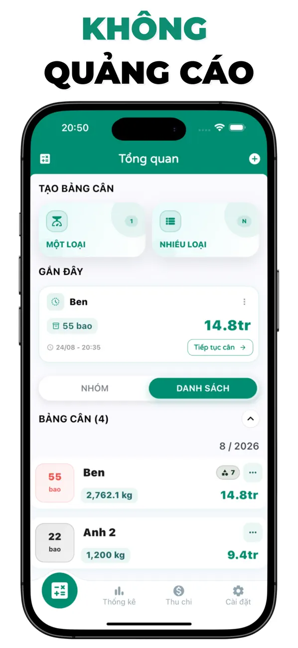 Screenshot #2 pour Cân Nông: Ghi Lúa & Nông Sản