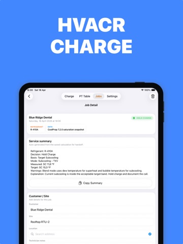 Refrigerant Charge Calculator iPad screenshot